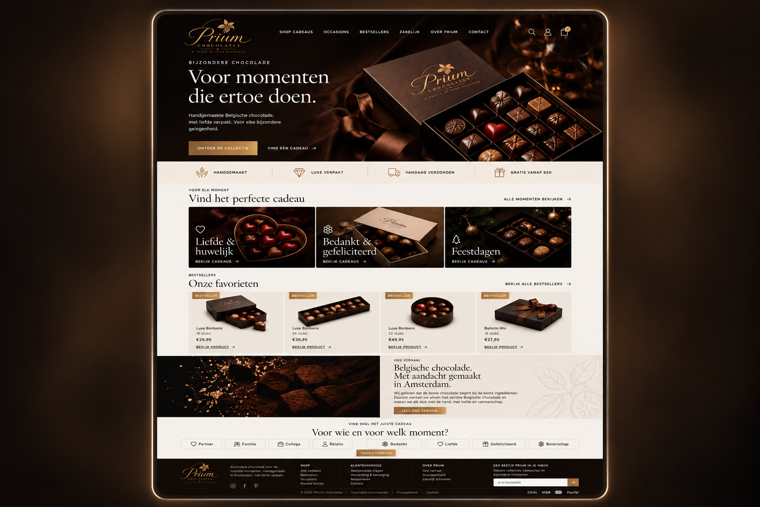 Prium Chocolates website
